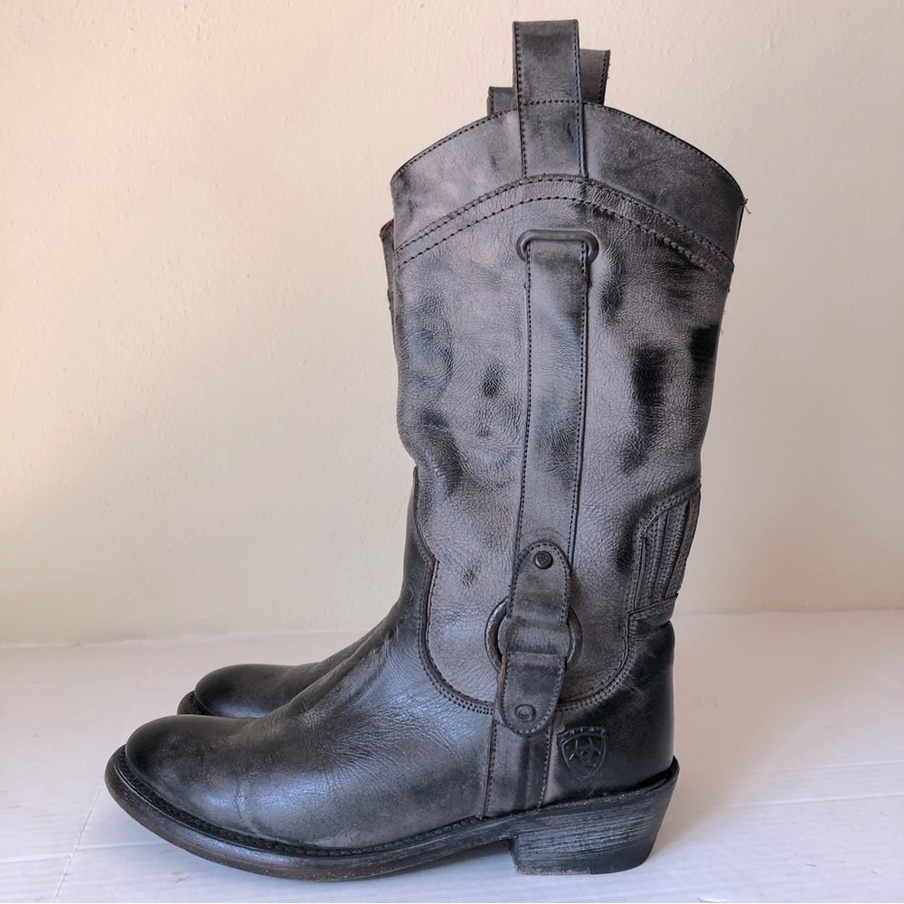 Ariat distressed harness detail western cowboy boots mid calf size 6.5 10007087